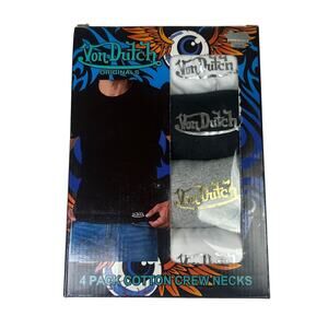 Von Dutch White Gray Black Cotton Crew Neck T-Shirt Set Men's XL